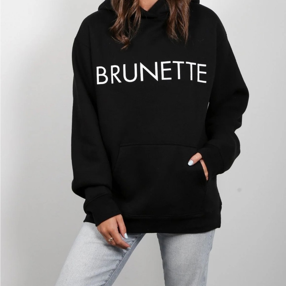 Brunette The Label Black Pullover Hoodie Sweatshirt "Brunette" Logo Size S/M